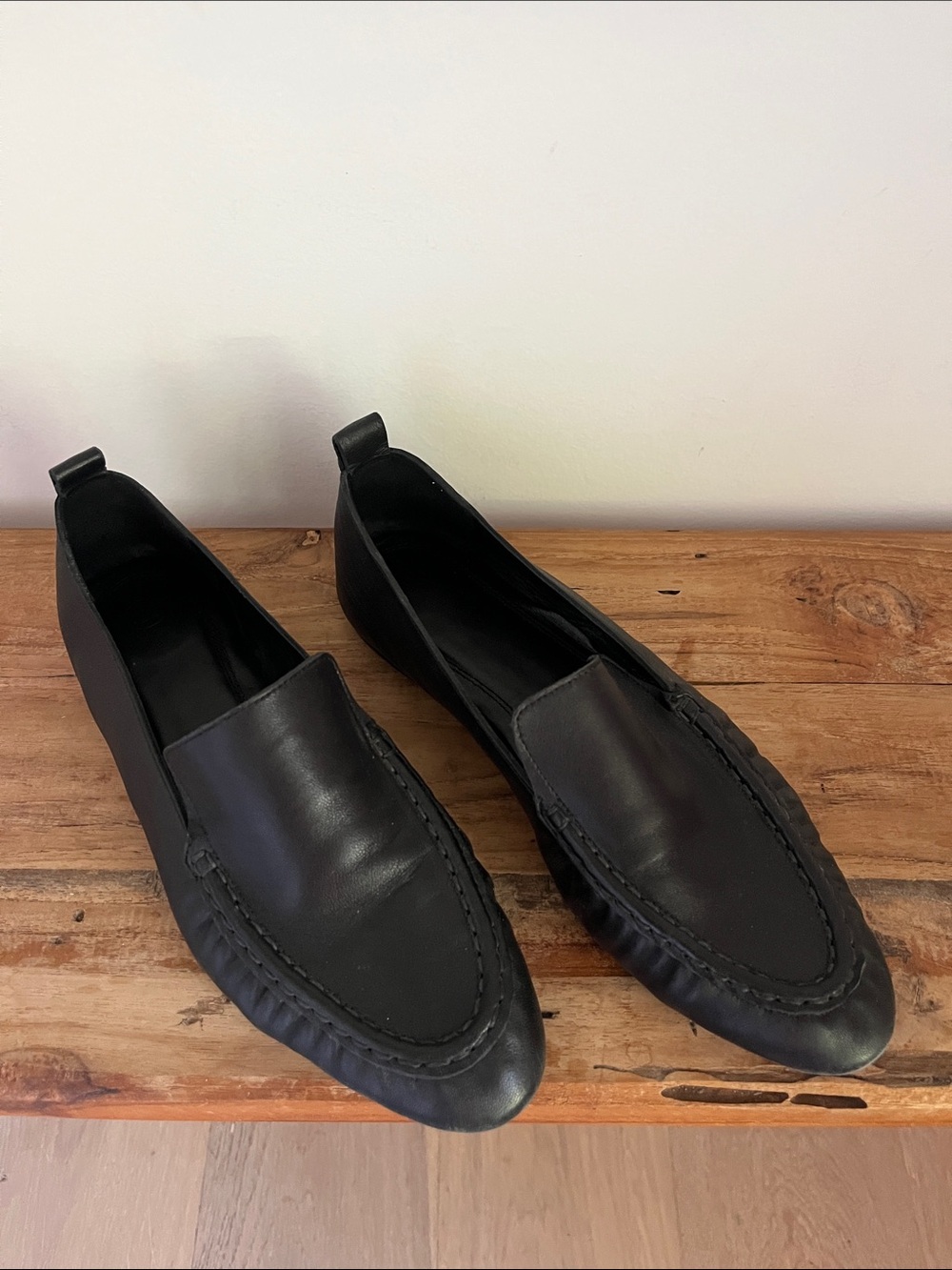 Black leather moccasins / loafers from Massimo Dutti.